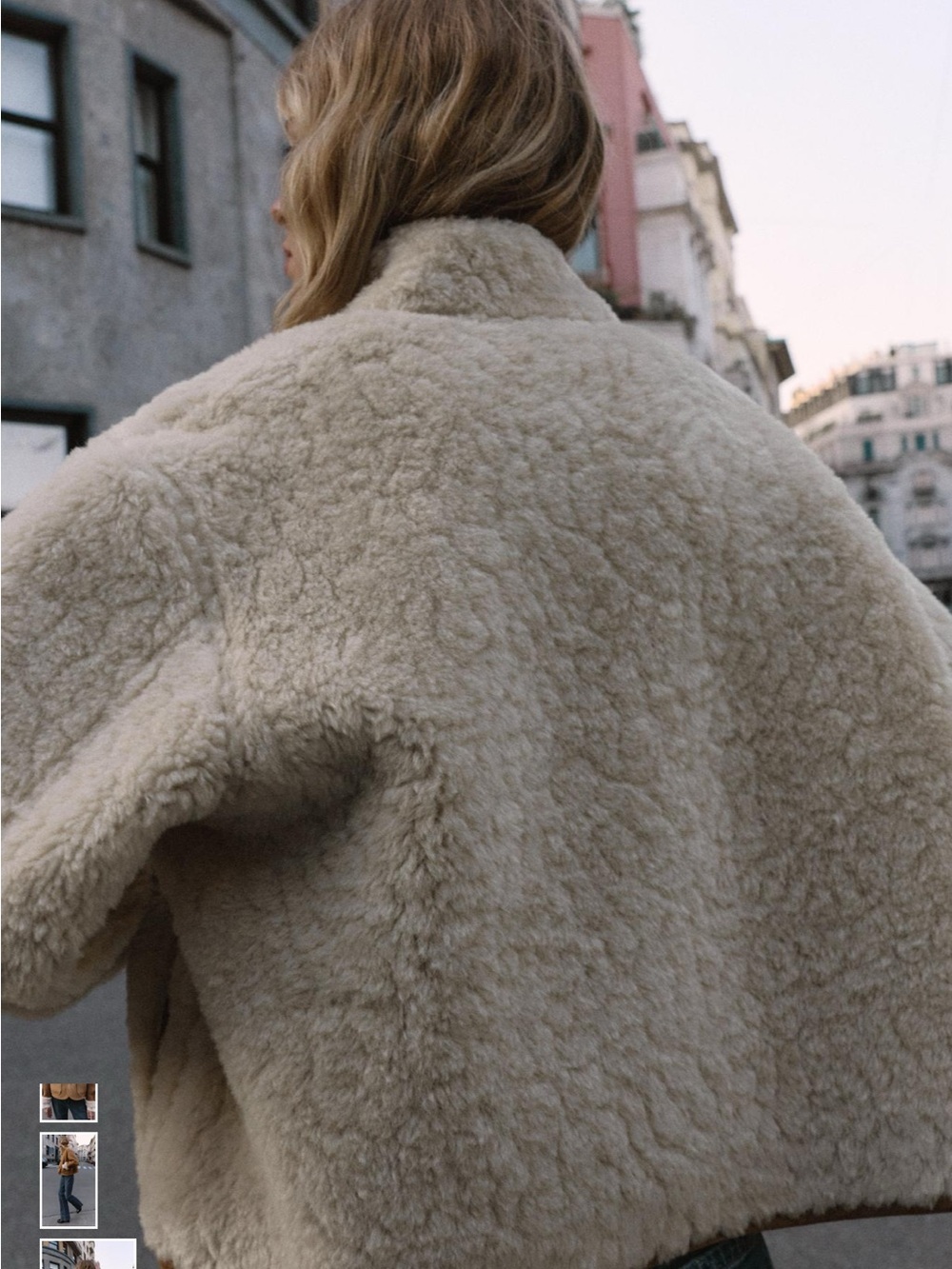 Zara Camel Faux Suede Shearling-Trim Reversible Jacket - Picture 6 of 10